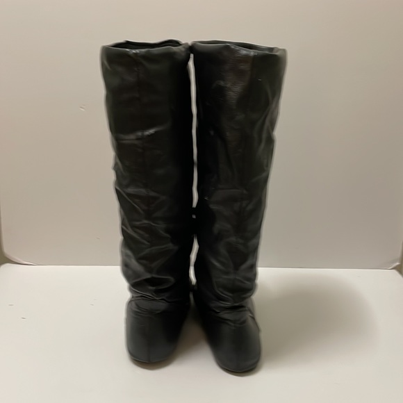 Women's Classic Round Toe Slouchy Booties Casual Slip On Fall Winter Long Boots - Picture 10 of 16